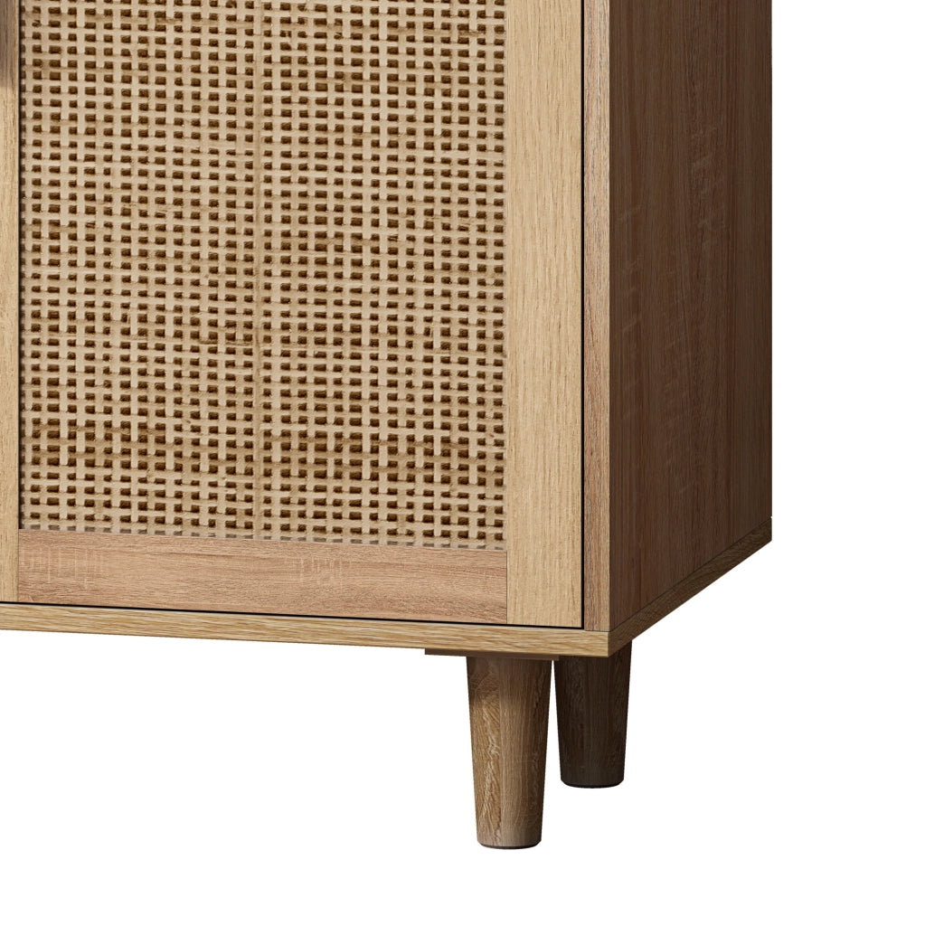 Mobile contenitore a 4 ante in rattan naturale
