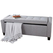 Cassapanca Pouf Contenitore Panca Fondoletto 110x40x40 cm in Tessuto Grigio Chiaro