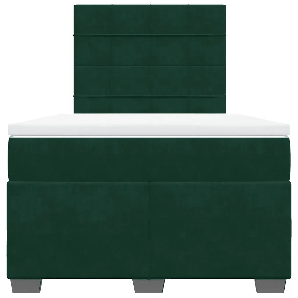 Giroletto a Molle con Materasso Verde Scuro 120x200 cm Velluto