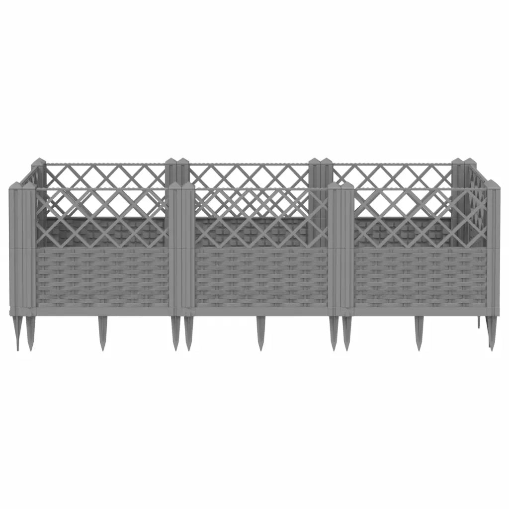 Fioriera | Cassetta per fiori | Vaso Giardino Picchetti Grigio Chiaro 123,5x43,5x43,5 cm PP