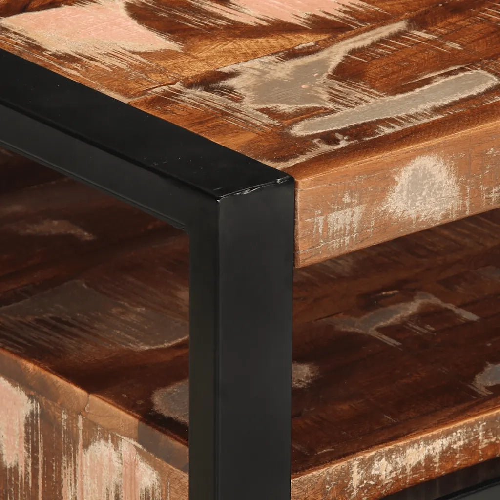 Tavolino Salotto Multicolore 90x50x36cm Legno Massello Recupero