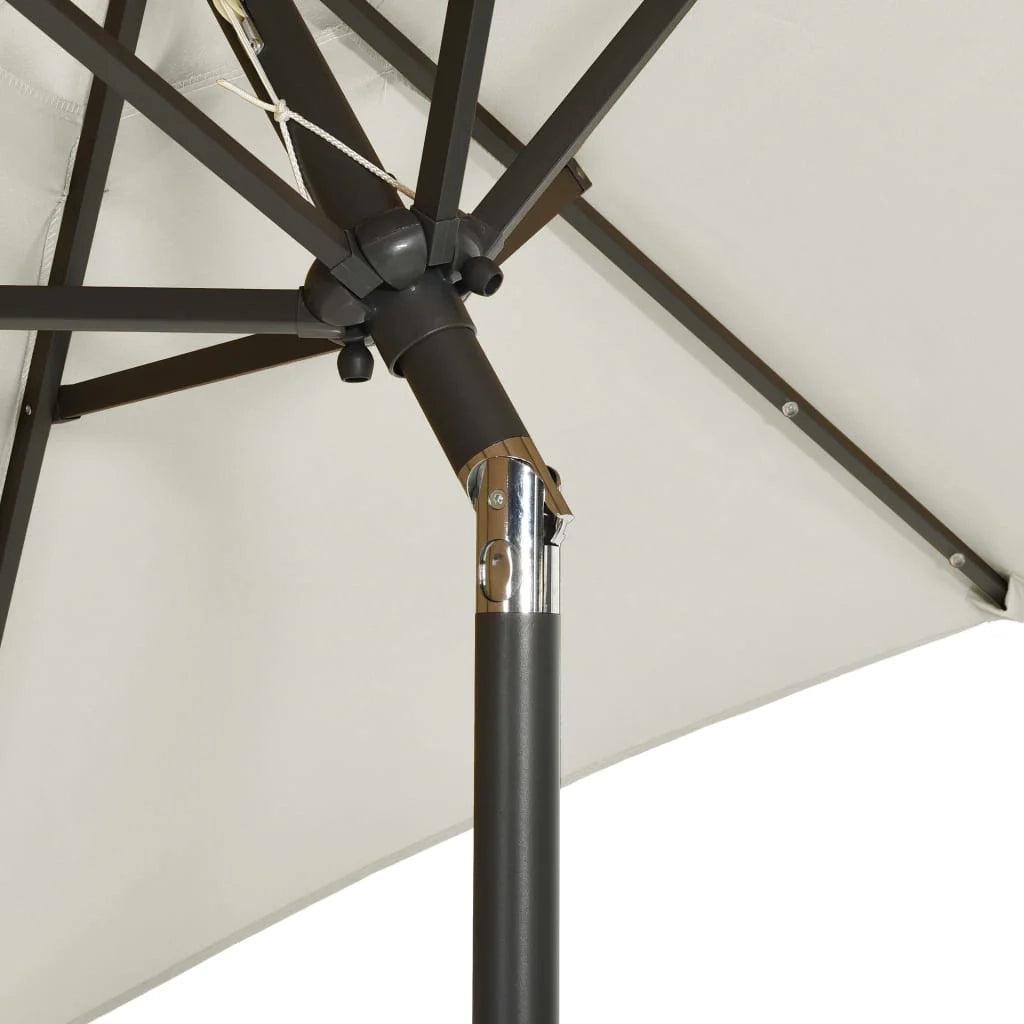 Ombrellone con luci LED 200 x 211 cm alluminio beige 02_0008093