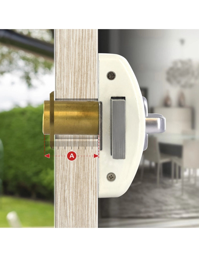 Serratura da applicare a chiavistello, con pomolo, Design 5 per porta d'ingresso, cilindro 45mm, acciaio, 3 chiavi, bianco - THIRARD