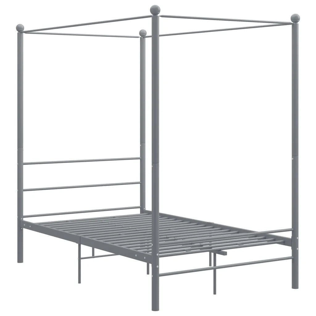 Letto a Baldacchino Grigio in Metallo 120x200 cm 325059