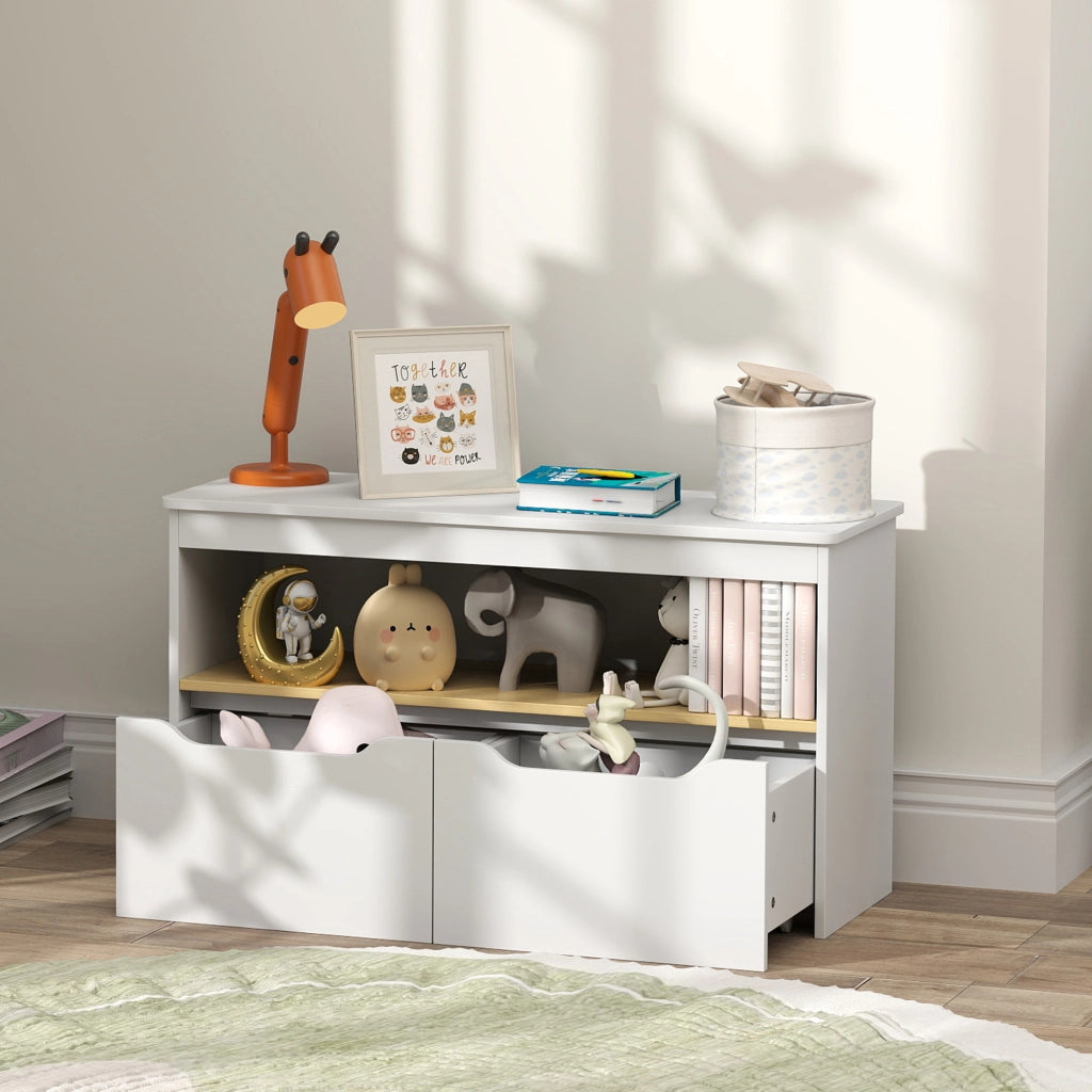 Scaffale per giocattoli bambini ¨C zephmum ¨C 2 cassetti, bianco, 80x30x45 cm