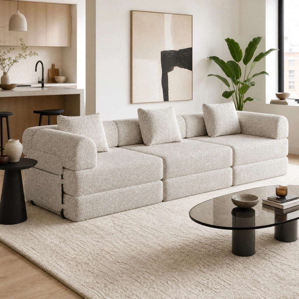 DIVANO LETTO 1 posto in ciniglia khaki con vano nel bracciolo