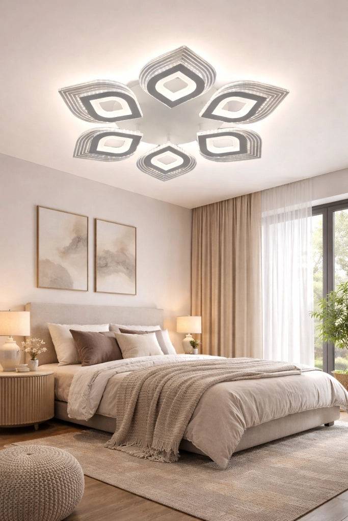 Plafoniera LED Moderna 55W 4400lm CCT Switch 3000K 4000K 6500K Soffitto 6 Elementi Acrilico 625x625mm Interno IP20 Fascio 300°
