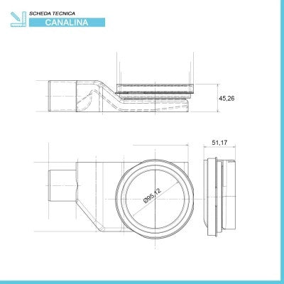 Canalina doccia a pavimento 65 cm con cover acciaio inox cromato e scarico incluso