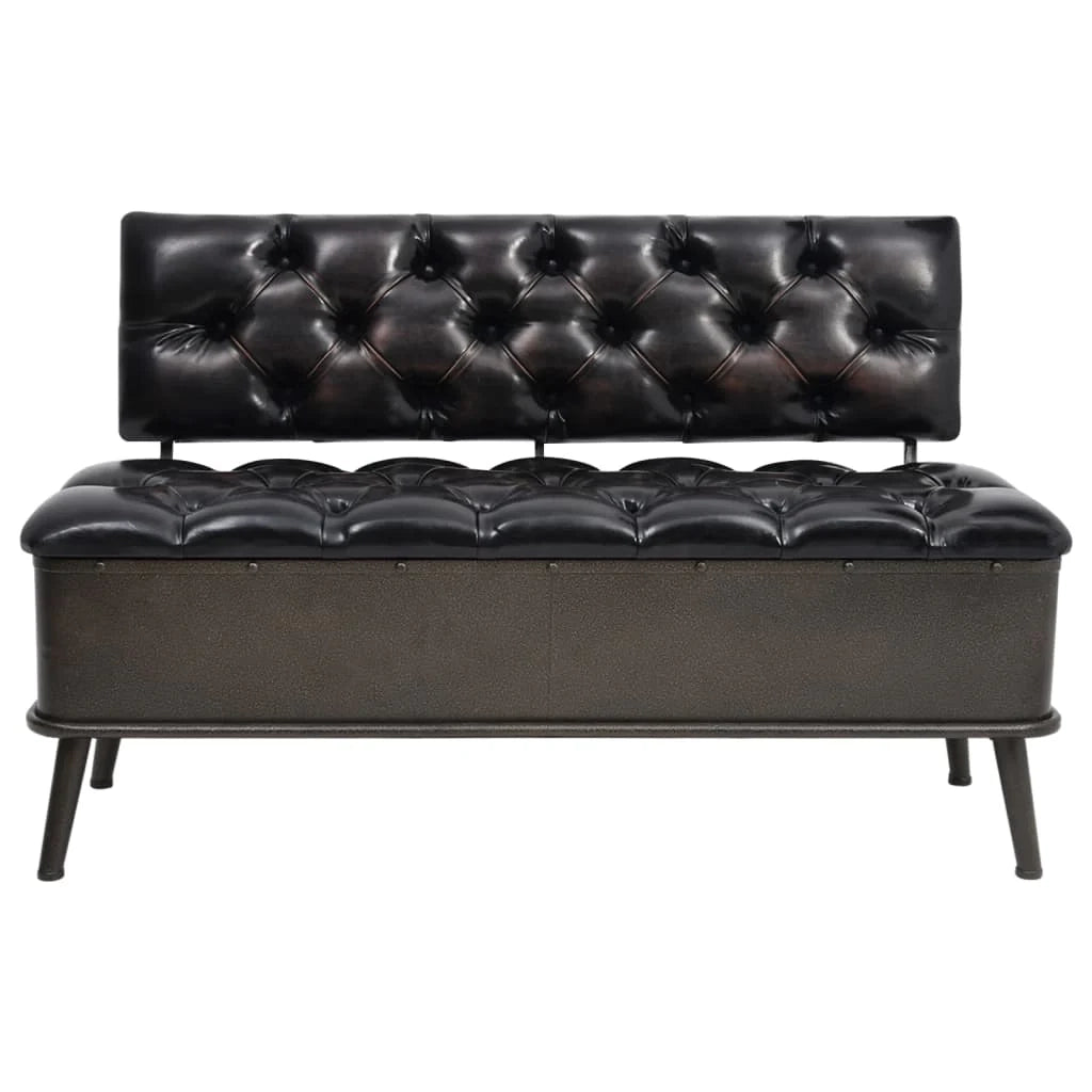Panca contenitore con schienale 110 cm materiale sintetico nero 02_0010890