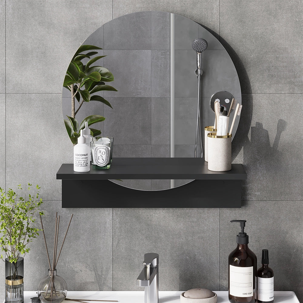 Vicco Specchio bagno Nero 50 x 54.5 cm con ripiano