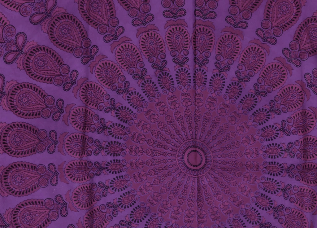 Telo Mare Spiaggia Grande Antisabbia Parasole Modello Batik Pavone - Pavone - Viola