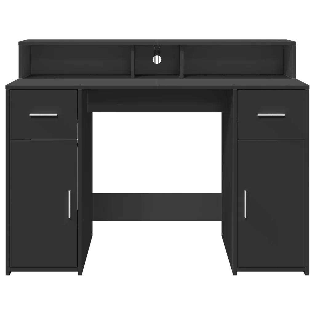 Scrivania con Luci LED Nera 120x55x91 cm in Legno Multistrato