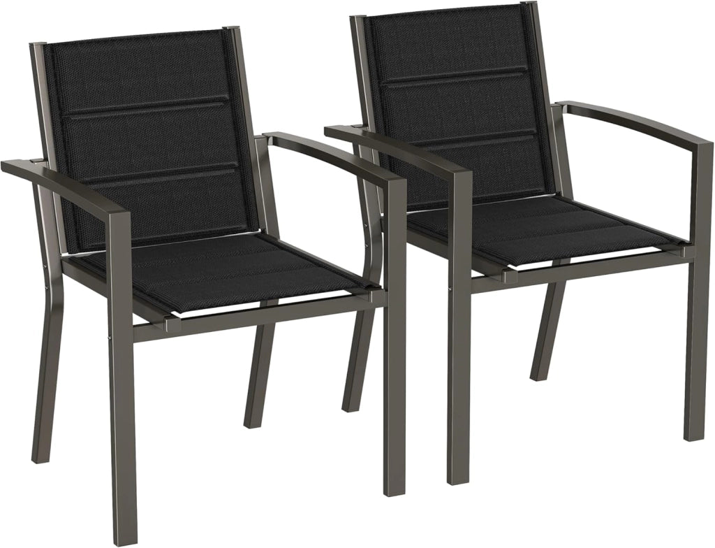 Set Di 4 Sedie Da Giardino, Sedie Da Esterno In Alluminio Per Esterni, Sedie Impilabili Poltrone Da Giardino, Per Giardino, Piscina, Terrazza, Sala Da Pranzo, Grigio Scuro