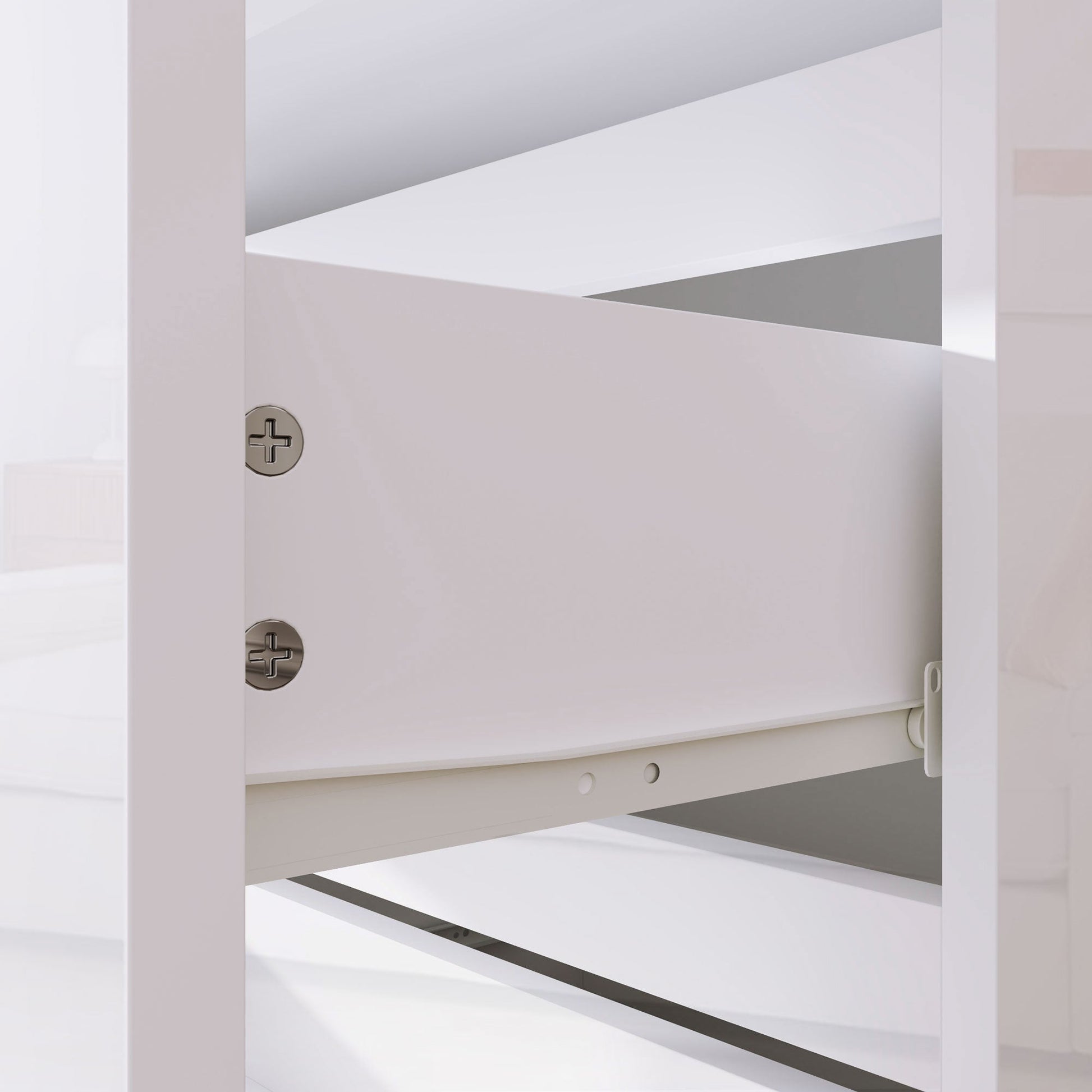 Cassettiera 5 Cassetti Antiribaltamento 55x33x100 cm Bianco Lucido