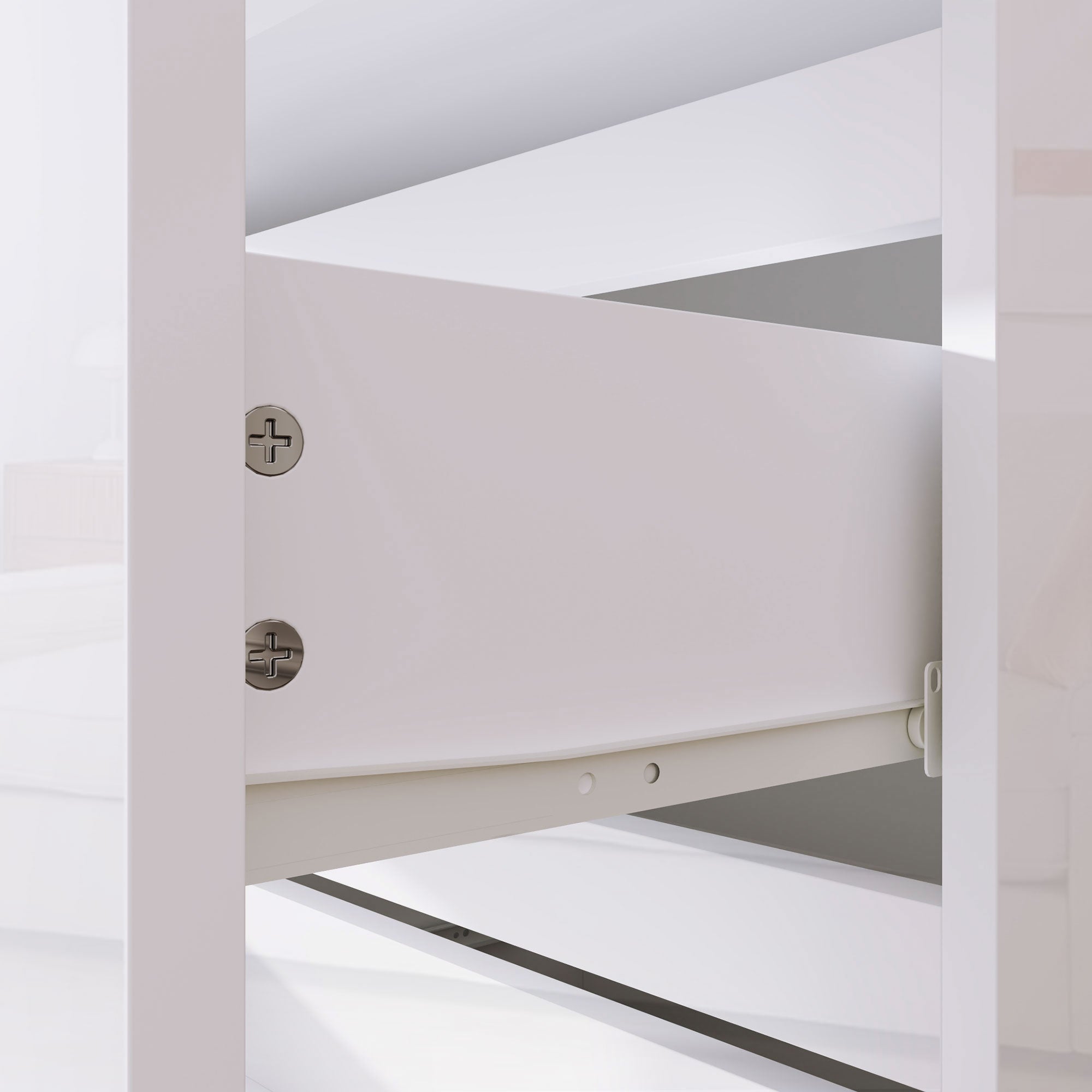 Cassettiera 5 Cassetti Antiribaltamento 55x33x100 cm Bianco Lucido