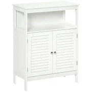 kleankin Mobiletto da Bagno Impermeabile con 2 Ripiani e Armadietto MDF Bianco