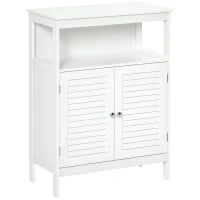 kleankin Mobiletto da Bagno Impermeabile con 2 Ripiani e Armadietto MDF Bianco
