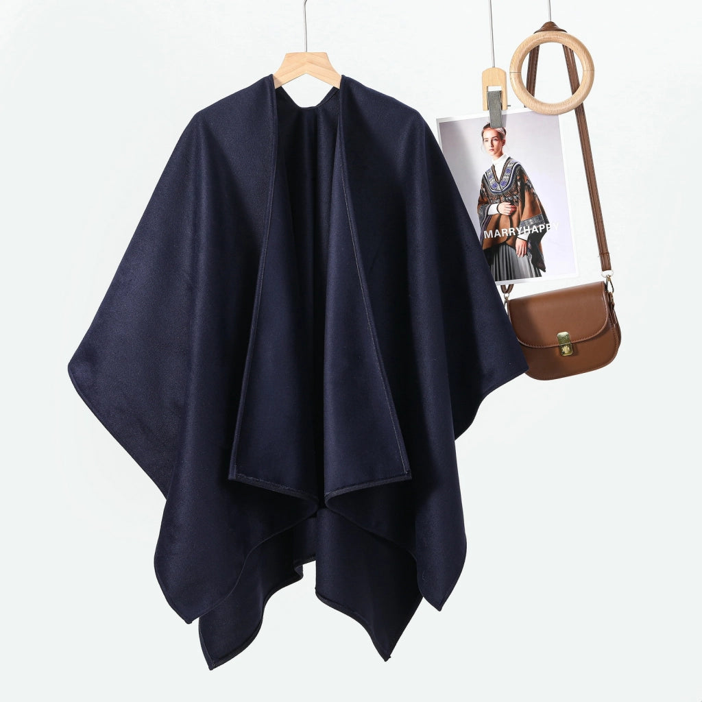 Nuovo scialle caldo e spesso in stile francese per donna, modello ampio e comodo, ideale per l'autunno e l'inverno.