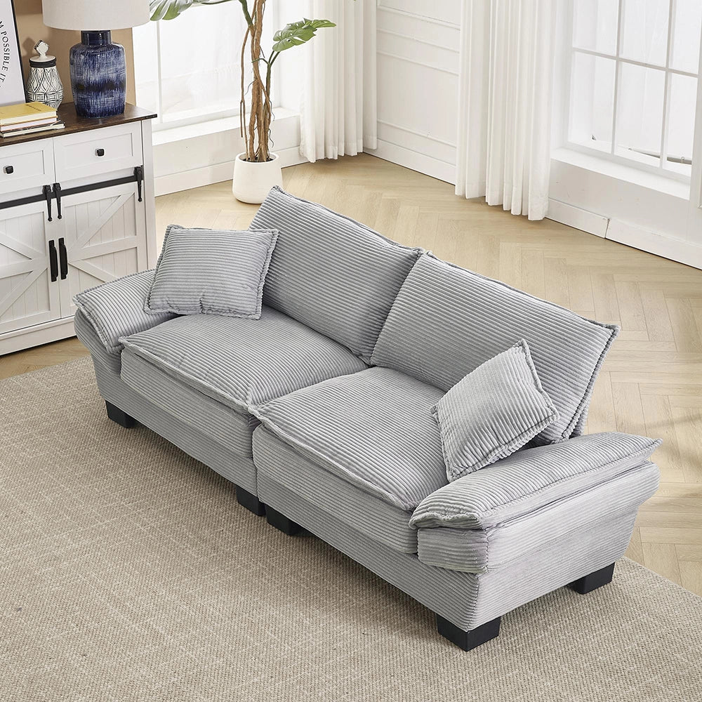Divano letto doppio - Xylo - Con molle, cuscino incluso, grigio chiaro