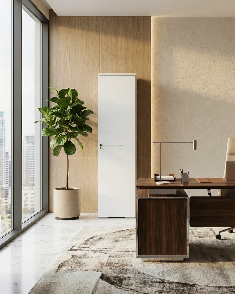 Armadio ufficio Corona - Mobile archivio 1 anta con serratura - 3 mensole incluse - L. 45 x H. 160 x P. 42,5 cm – Bianco_