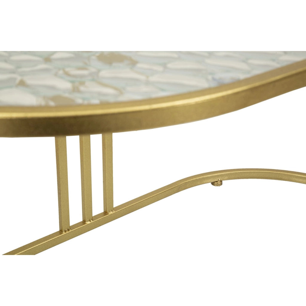 Tavolino VKH797, Oro, Metallo, 90x50x45 cm