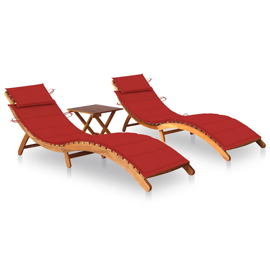 Sdraio 2 pz con Tavolo e Cuscini in Legno Massello di Acacia cod mxl 68143