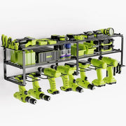 Magazzino per strumenti 3 livelli per 8 elettroutensili, supporto per parete per martello a percussione, rastrelliera per strumenti con supporto per chiavi per garage, officina