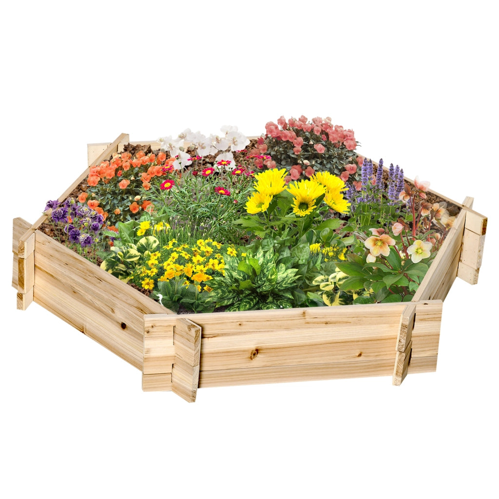 Hochbeet esagonale in legno per giardino balcone ¨C zephmum ¨C 100x92x16 cm