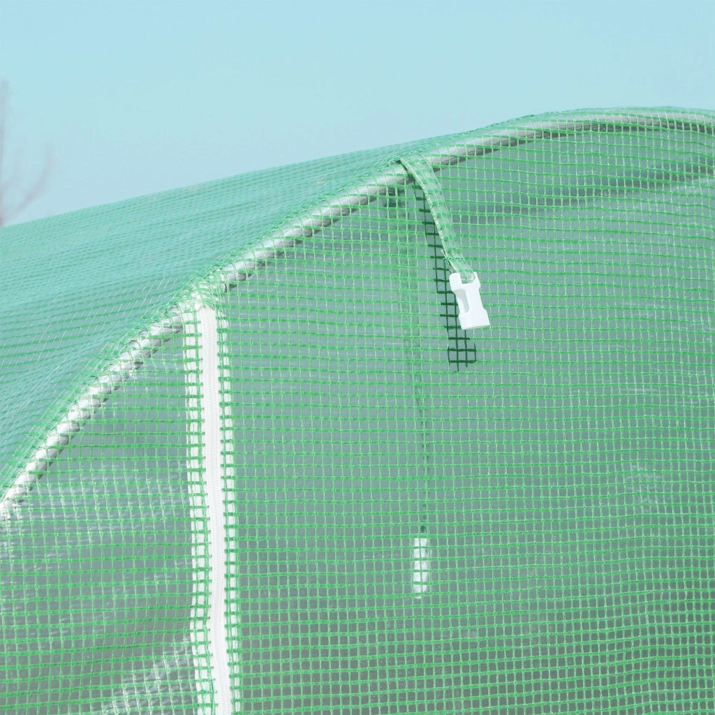 Serra da giardino in film plastico con finestre 500 x 200 x 205 cm, struttura in acciaio verde
