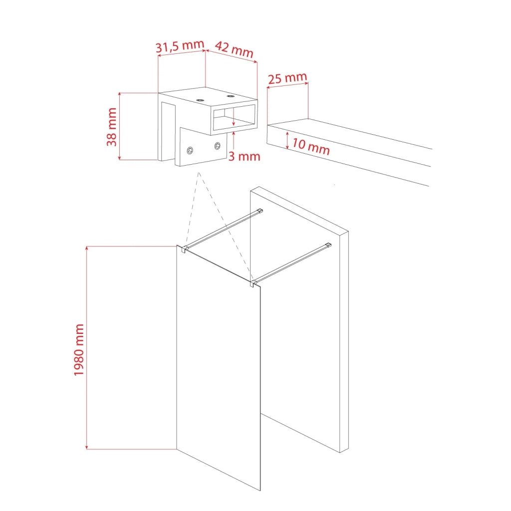 Parete doccia 110 CM in vetro trasparente 8mm mod. Walk in Free H198