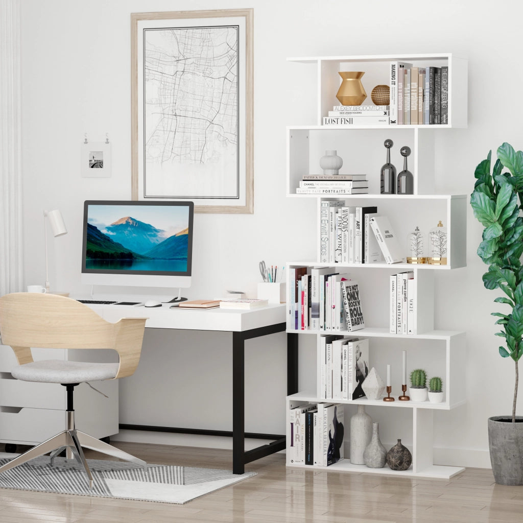 Libreria scaffale in legno ¨C zephmum ¨C bianco 80x24x191 cm