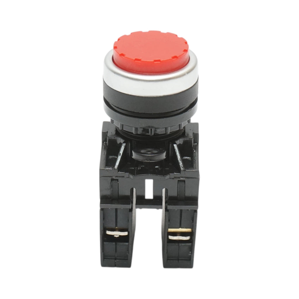 Pulsante convesso con ritorno 1NO+1NC rosso, 10A/600V AC, 1A/250V DC LA42 Breckner Germany