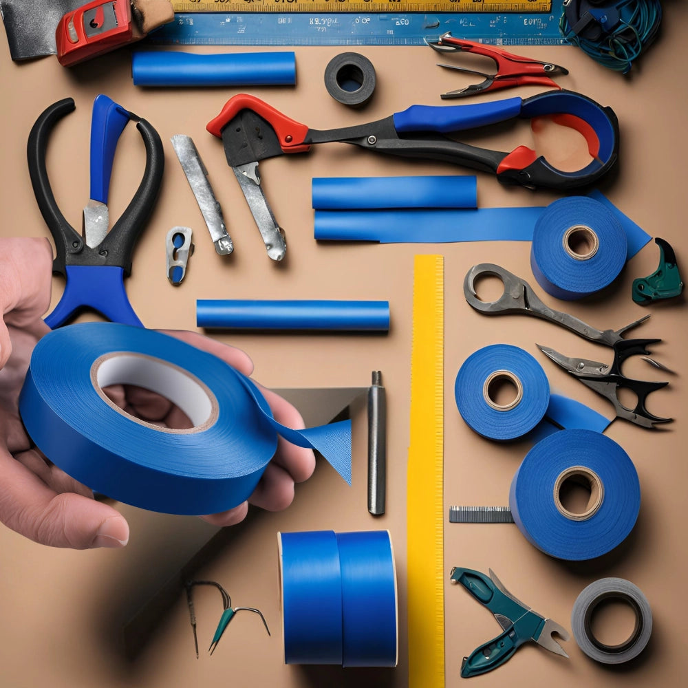 Kit nastro isolante in pvc autoestinguente multicolore per impianti sicuri *** colore blu, dimensioni 19 mm x 25 mt x...