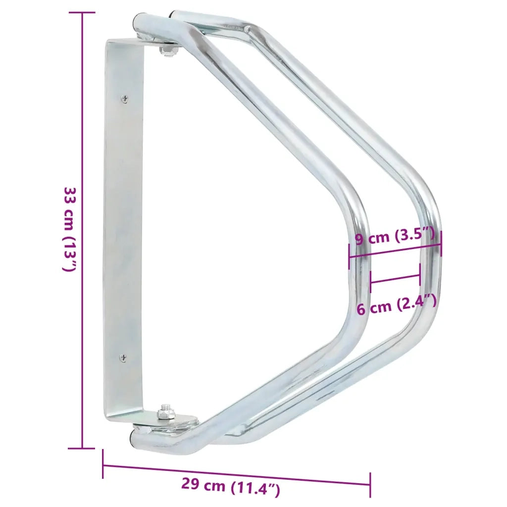 Supporto per Bici a Parete 2 pz in Acciaio Zincato