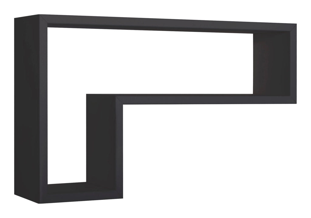 Mensola da Parete a Forma di L 61x37x15,5 cm in Fibra di Legno Lettera Nero