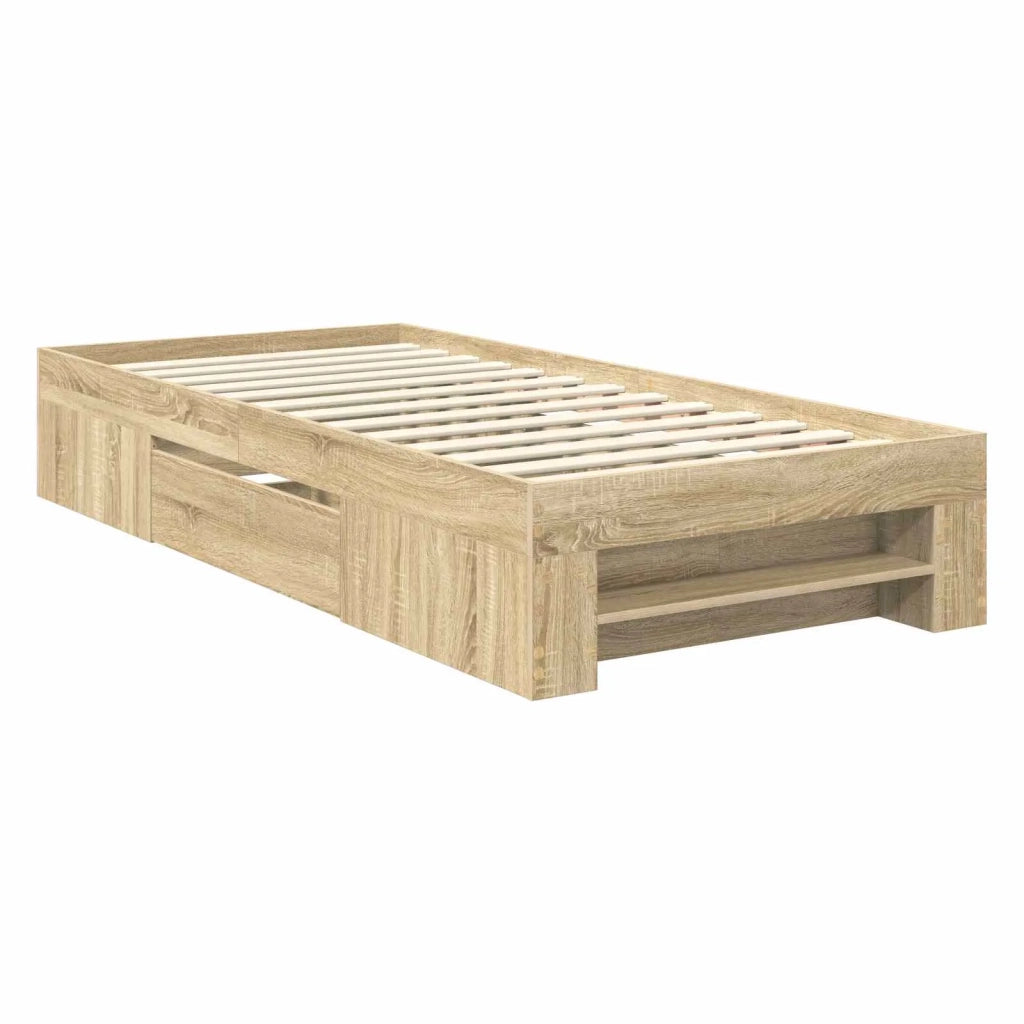 Struttura del letto Rovere Sonoma 90 x 200 cm Legno multistrato