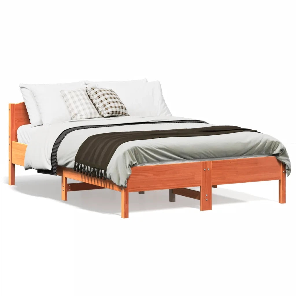 Letto senza Materasso Marrone Cera 135x190 cm in Legno di Pino 842609