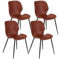 E-STYLO Sedia da pranzo in soft touch cuoio scuro e gambe in metallo nero, 55cm X 45cm H. 83cm.