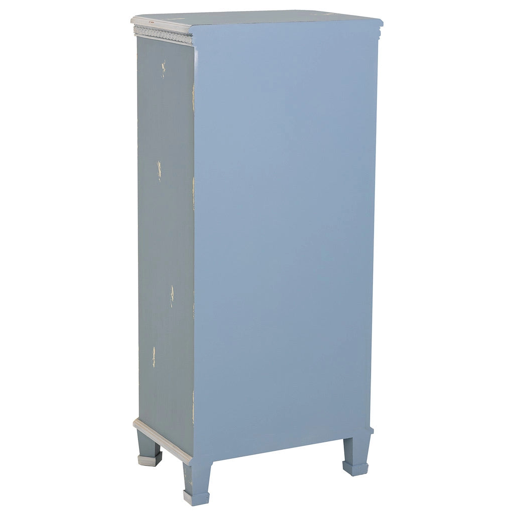 Cassettiera in legno blu con 5 cassetti 50x35x110h cm