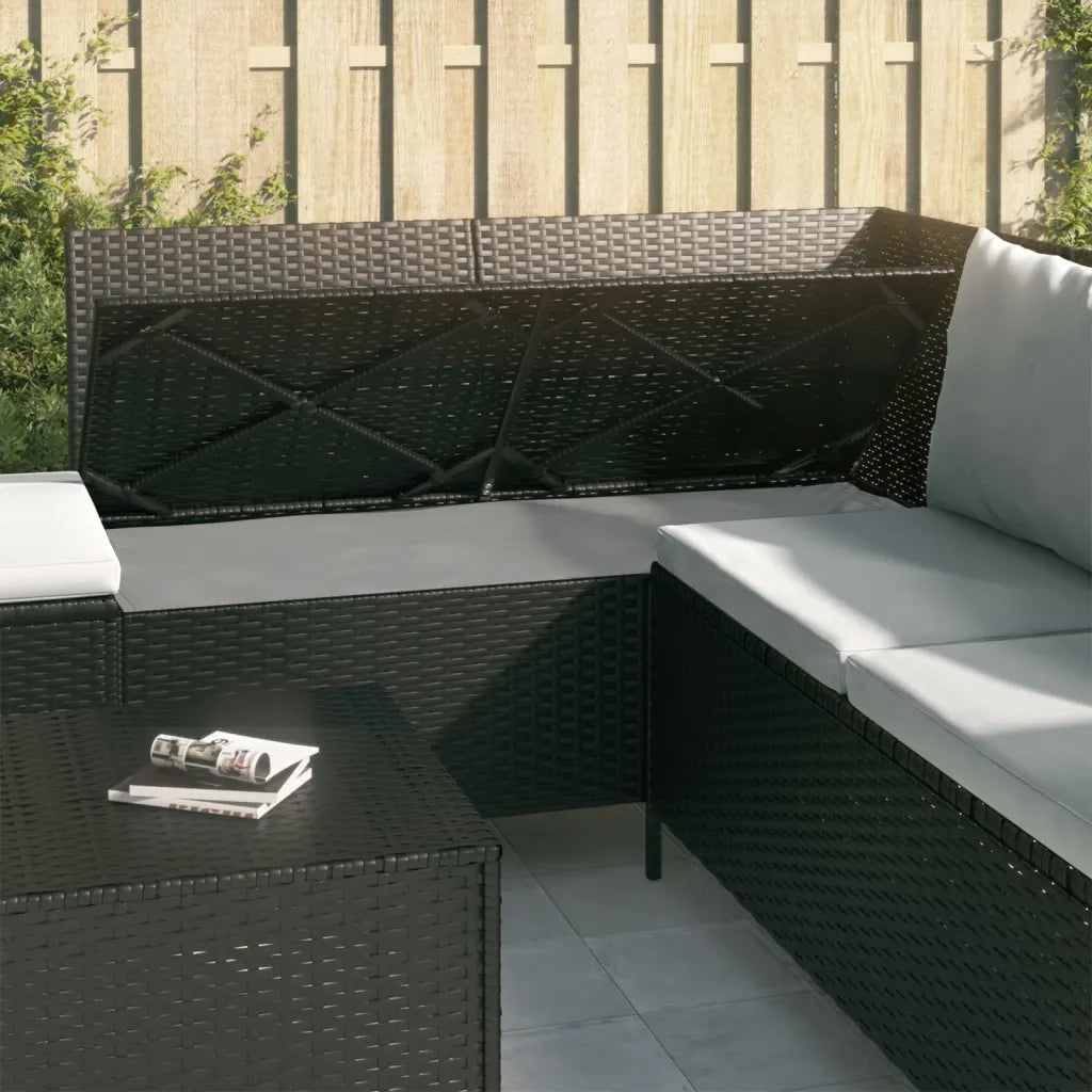 Set Divani da Giardino 4 pz con Cuscini Nero in Polyrattan 319690