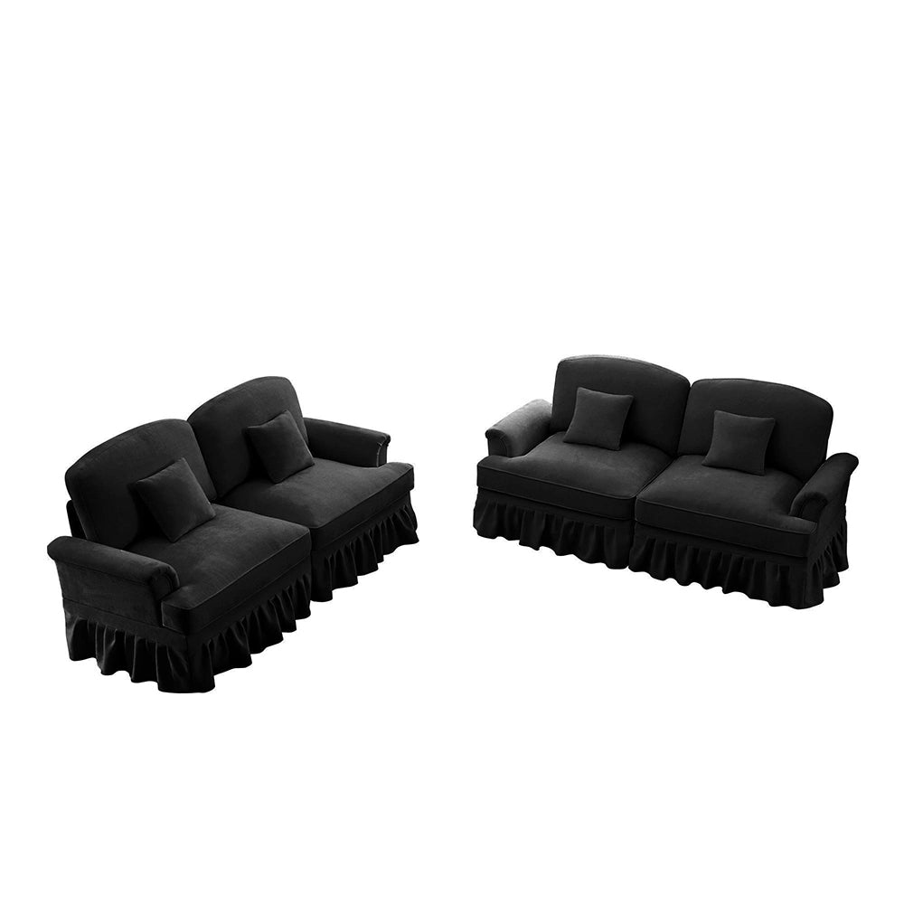 Divano angolare 2 posti - Xylo - Stile mid-century, chenille, nero