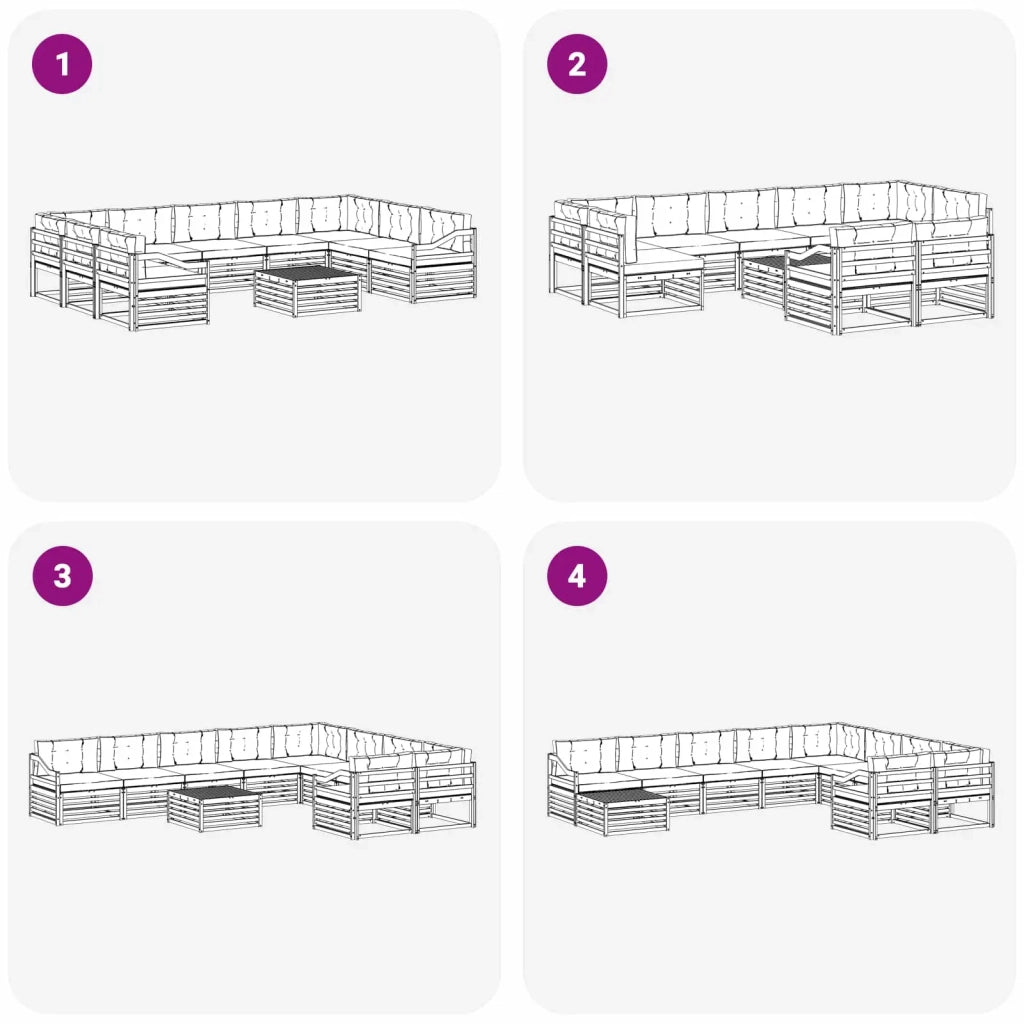 Set di divani da esterno 10 pz Bianco e Antracite Poliestere 3391212