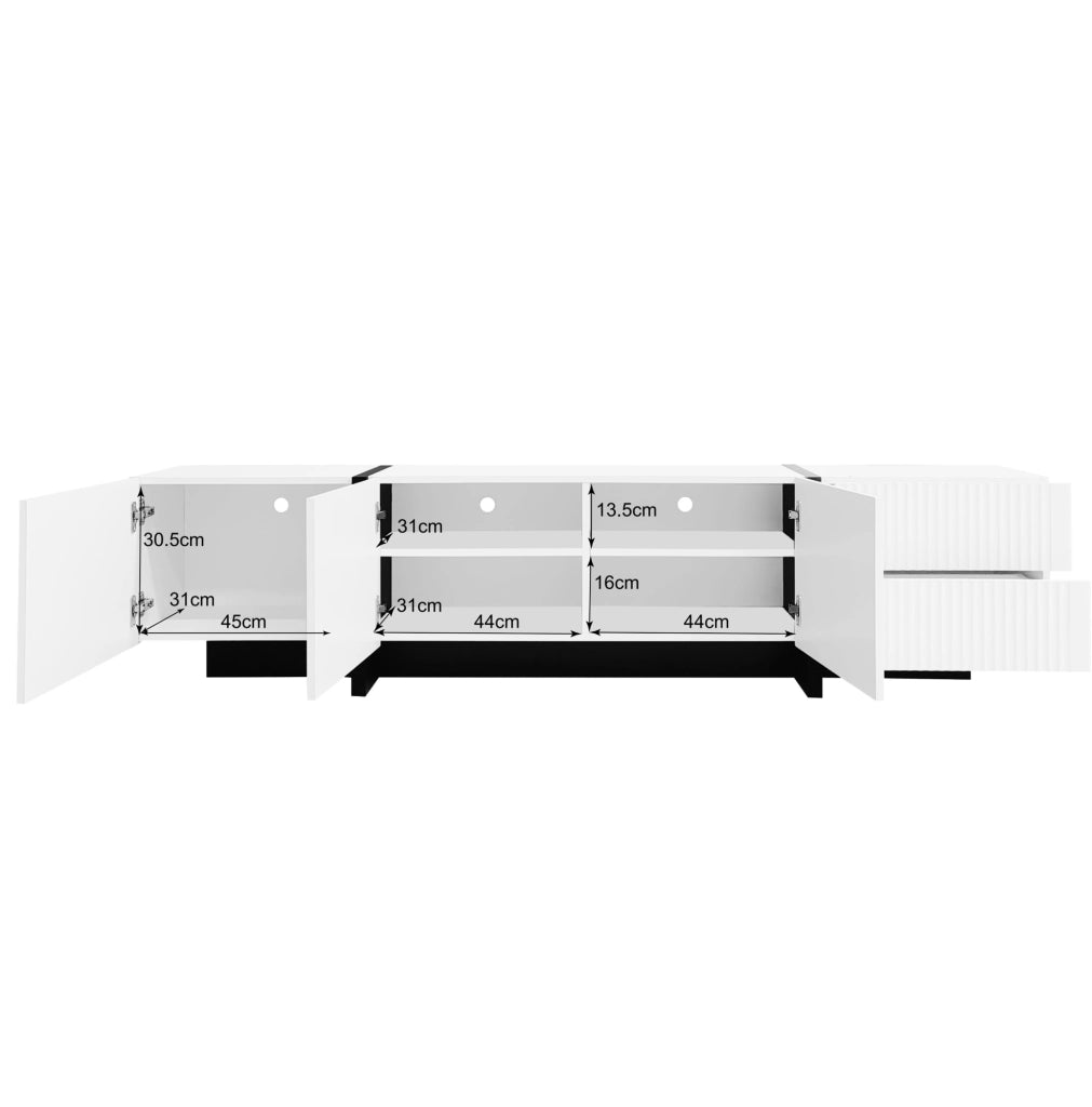 Mobile TV 190 cm con 3 Ante e 2 Cassetti Bianco e Nero in MDF e PB