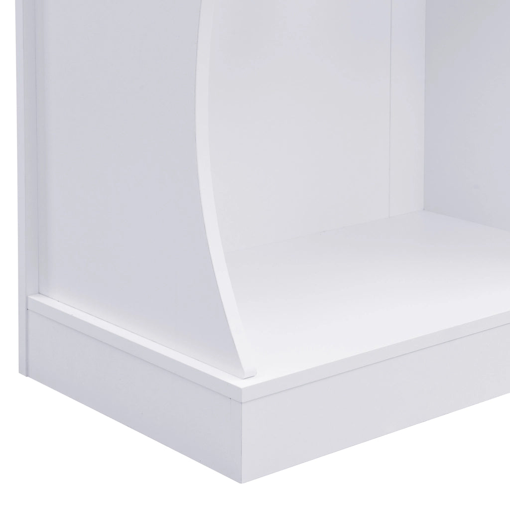 Set mobili da ingresso con specchio, 2 cassetti, anta, ganci e portaombrelli in pannello truciolare bianco