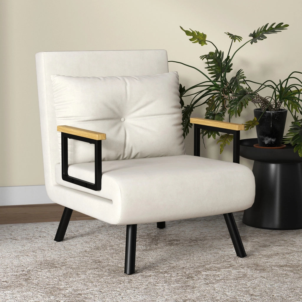 Poltrona relax stile scandinavo reclinabile con cuscino ¨C Xylo ¨C crema