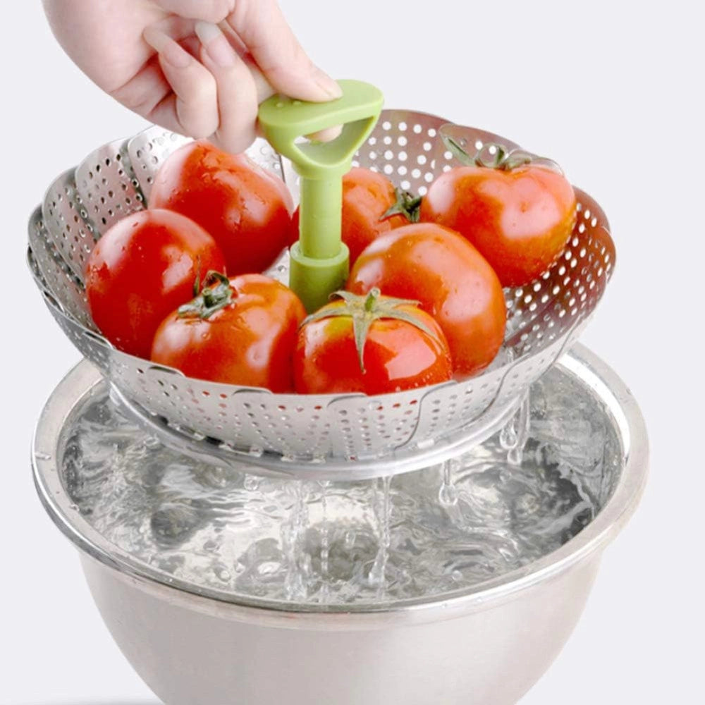 Trade Shop - Cestello Per Cottura A Vapore In Acciaio Inox Pieghevole Per Verdure -