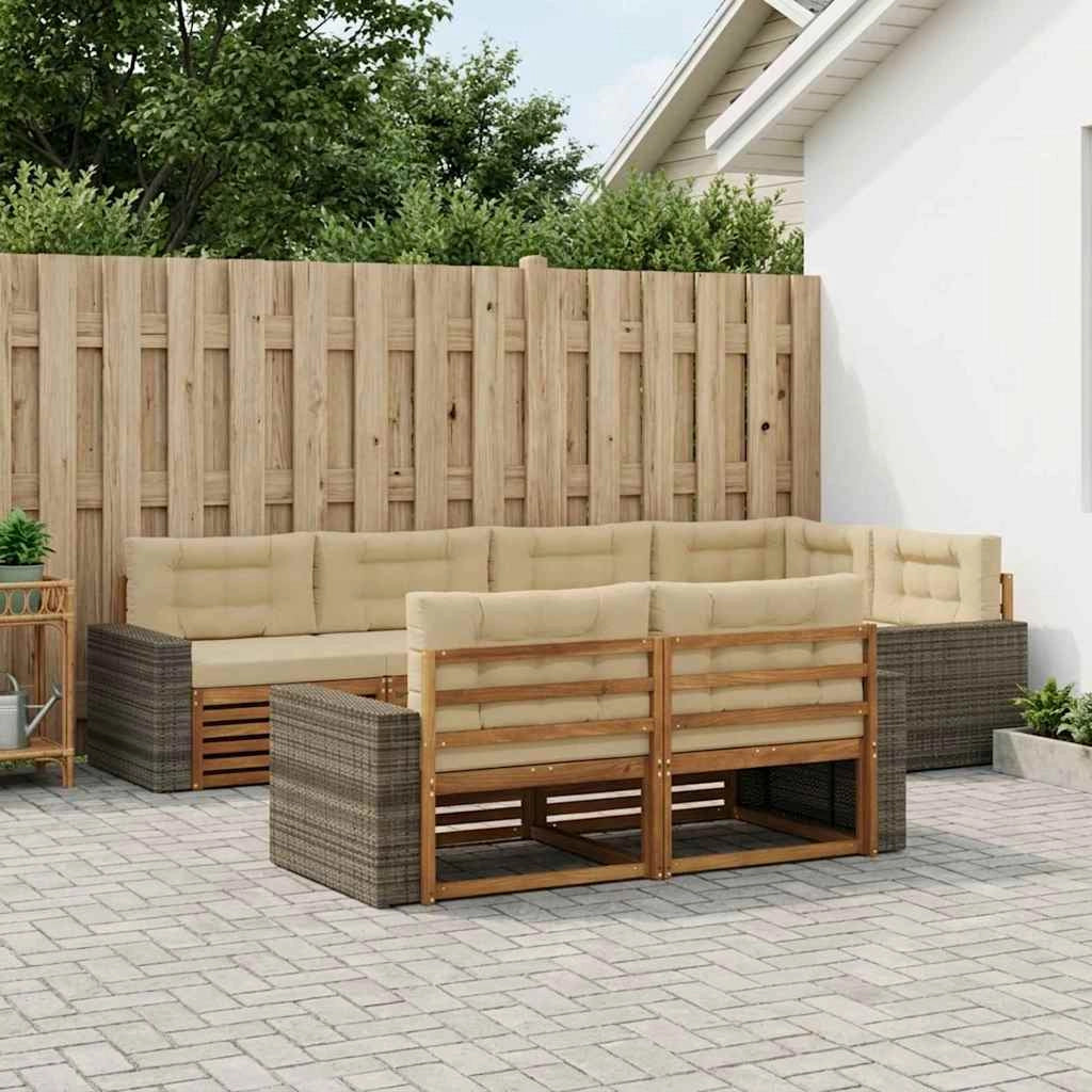 Set di divani da esterno 7 pz Naturale e Beige 3383491