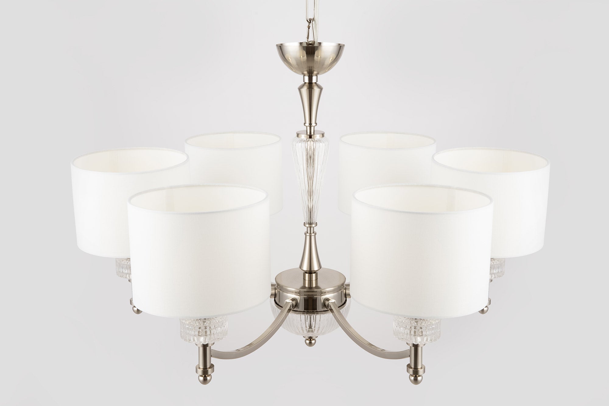 Lampadario Neoclassic in Metallo e Vetro Alicante Nickel