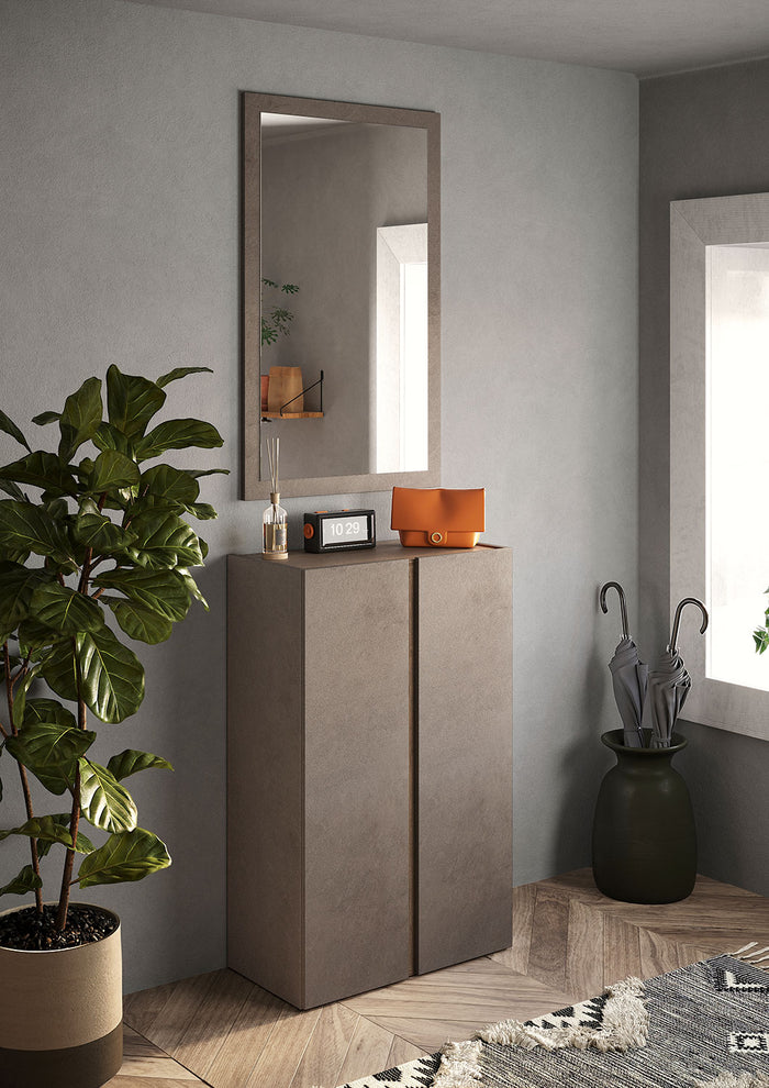 Mobile Multiuso 2 Ante con 5 Ripiani 70x35x111 cm Frame Bronzo e Mercure