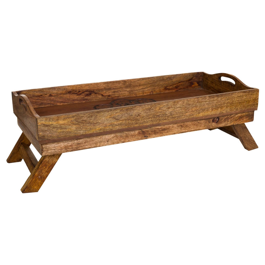 Vassoio in legno marrone fatto a mano 70x30x20h